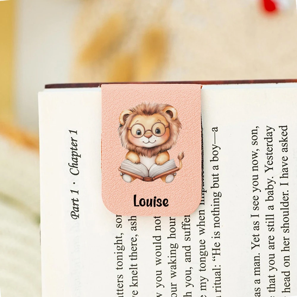 1pc naam bladwijzer met schattige dieren, aangepaste lederen schattige dieren bladwijzer, gepersonaliseerde magnetische bladwijzer, boekenliefhebber verjaardagscadeau
