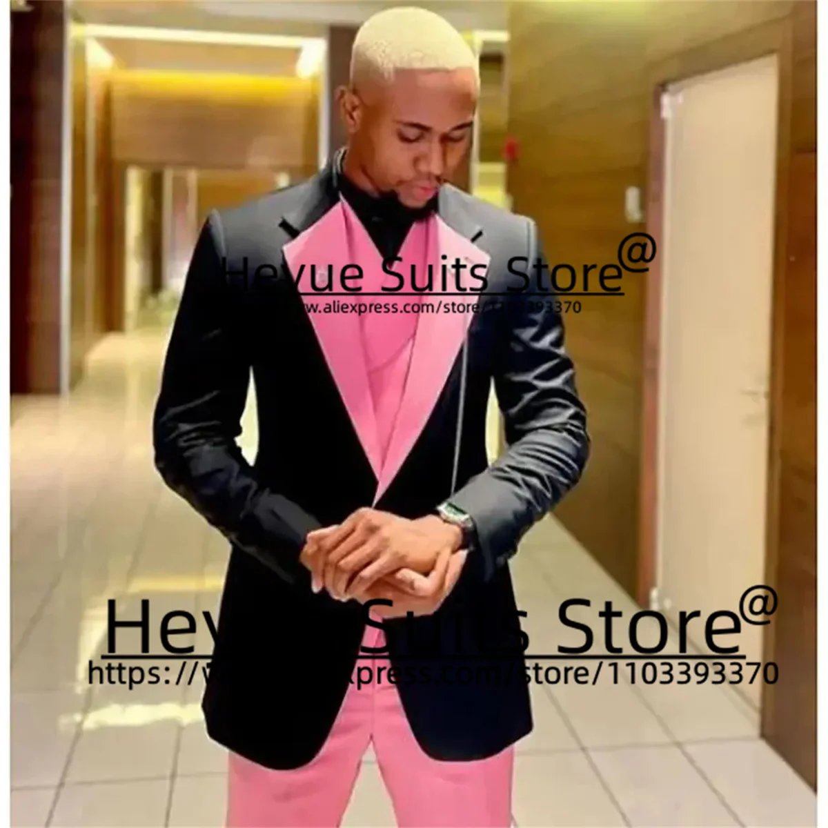 

Handsome Black Slim Celebrity Wedding Formal Work Tailored Fashion 3 Pieces Sets High Qublity Male Blazer Costume Homme