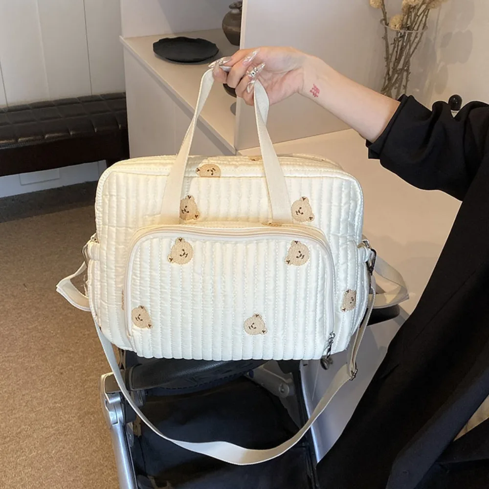 

Multi-function Korean Style Mummy Bag Bear Flower Single Shoulder Bag Large Capacity Multi-pocket Women Handbag Female