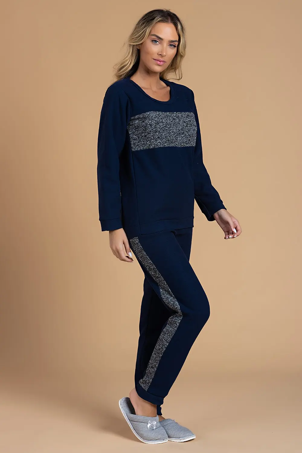 Soft Navy Women's Pajamas With Merge