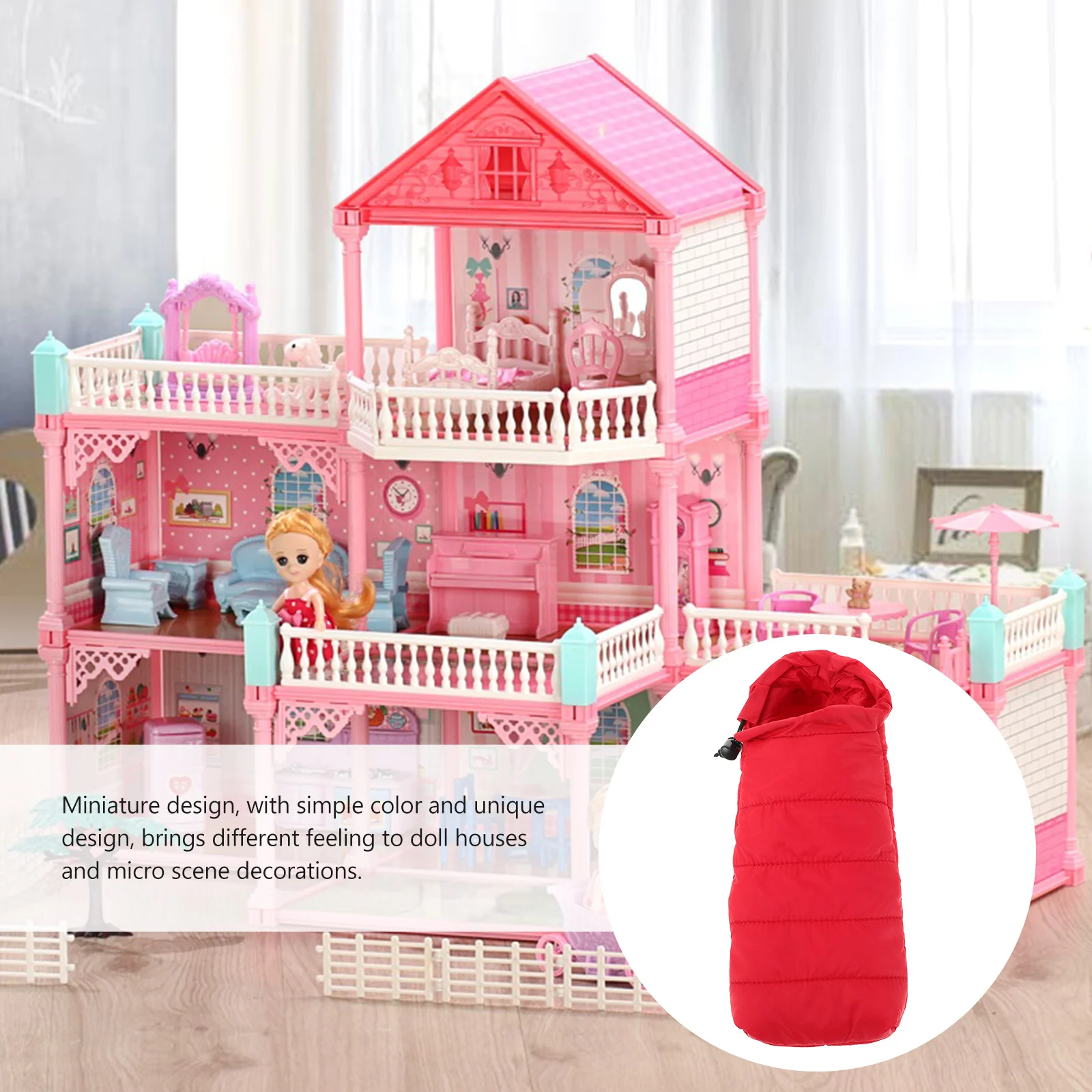 Miniatuur slaapzak Outdoor Camping Scène Accessoires voor poppenhuismeubilair Rol Creatieve miniatuurcamping