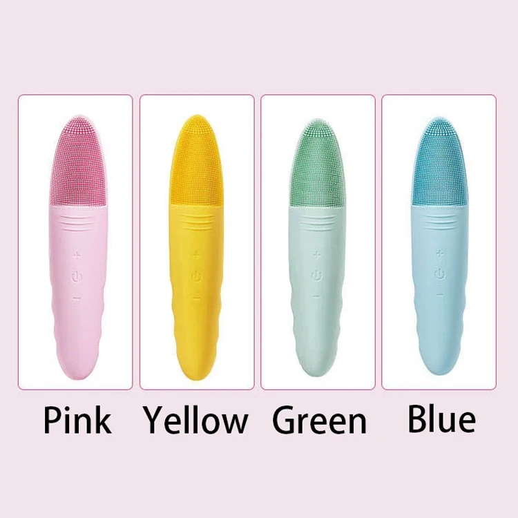 Spazzola per la pulizia del viso in silicone, nuovo massaggiatore facciale elettrico a 5 velocità con detergente per pori ad ultrasuoni