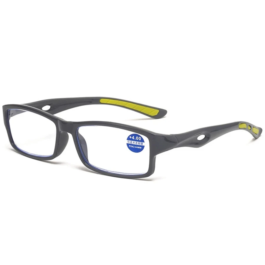 3PCS Sport Style Non-Prescription Reading Glasses Anti-Blue Light Rectangular Full Rim Eyewear, PC Frame Material