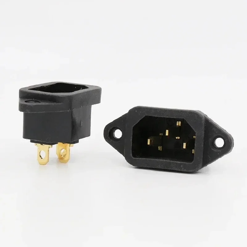 FI-05G 4PCS Power Socket Audio DIY HIFI Plated Gold IEC Inlet Mains Power Socket 3Pin AC 250V 10A Elecrtric Plug Outlet