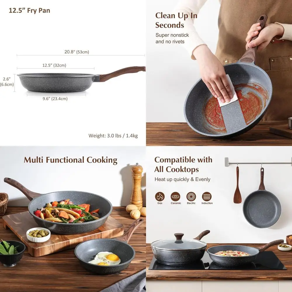 

Сковорода для омлета из швейцарского гранита с антипригарным покрытием 12,5 и качественной посудой из камня