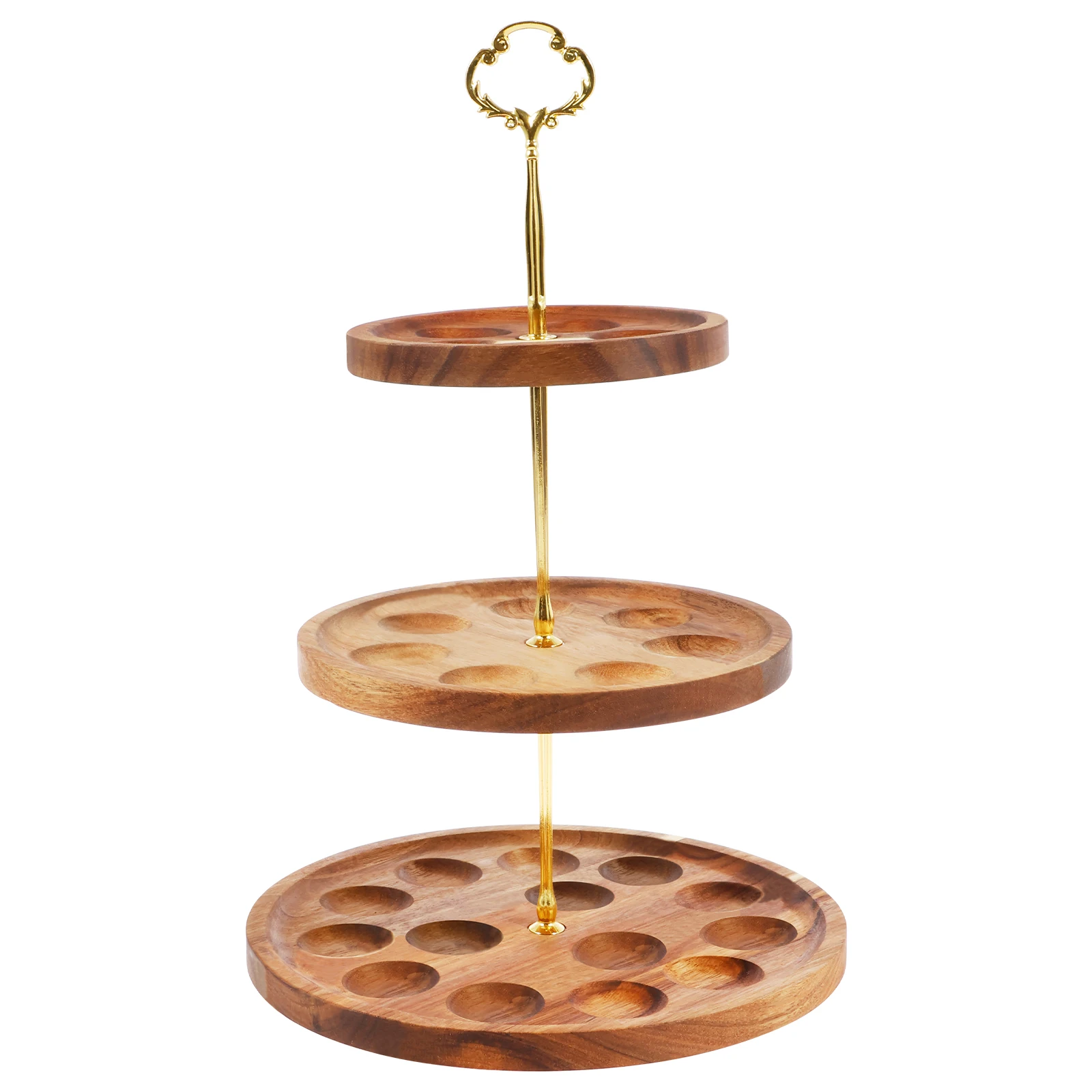 3-stufiger hölzerner Teufel-Eierplatte für Cupcakes, Obst, Süßigkeiten, doppelseitiges Ei-Serviertablett, vielseitige Eierständerplatte für Versammlungen