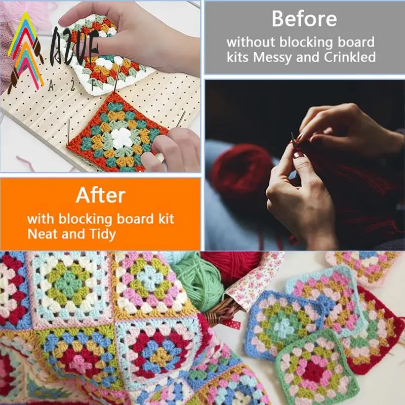 

A20F-деревянная блокирующая доска для вязания крючком, многоразовый набор ковриков для вязания ручной работы, подставка, квадратная блокирующая доска, простая в использовании