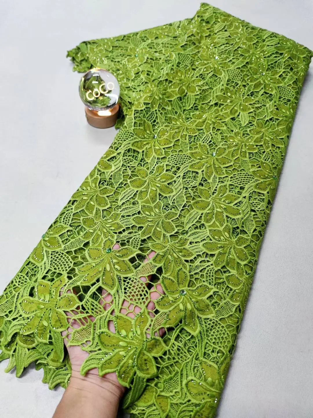 

White Chiffon Bridal Lace Fabric 2025 High Quality Luxury Stone Embroidered Dubai New Style H30-1 for Wedding Dresses