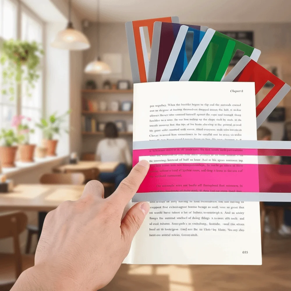 PET-Kunststoff-Lesehilfestreifen für Menschen mit Legasthenie, Schulbedarf, Lesestreifen, Textmarker, farbige Überlagerungen, Lesezeichen