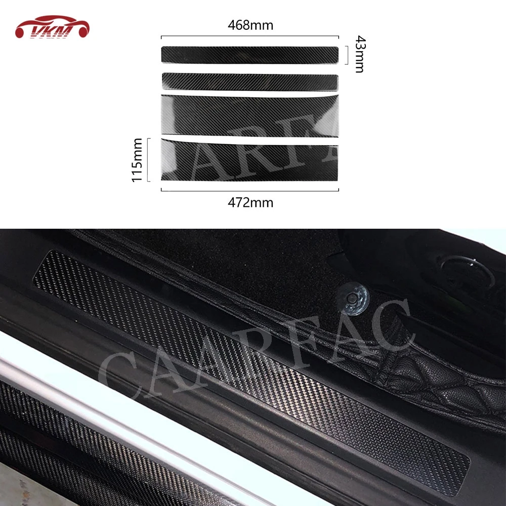 

Carbon Fiber Car Door Sill Cover Scuff Plate Stickers Protector Decals Trim Strips For Tesla Model X 2015-2019