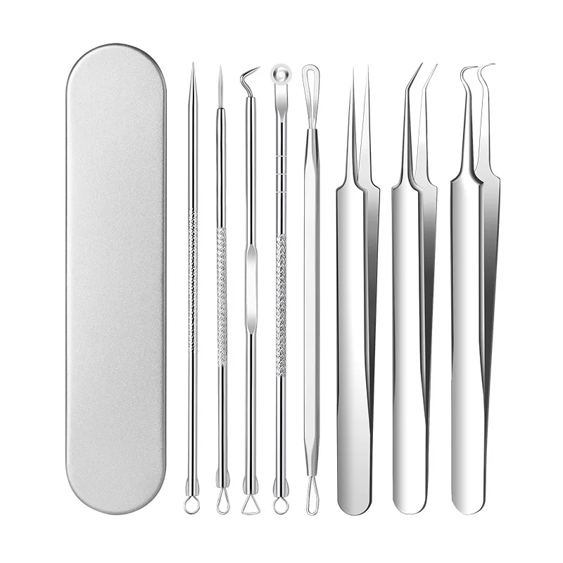 Sebum Removal Blackhead Remover Squeeze Acne Needle Cell Pimples Blackhead Clip Tweezers Set Beauty Face Skin Care Tool