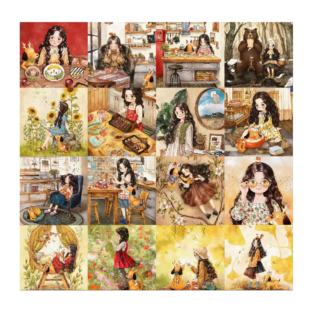 97*110cm cute forest little girl Cotton Fabric Sew Clothes Dress Fabrics,DIY Quilting Needlework Patchwork Material