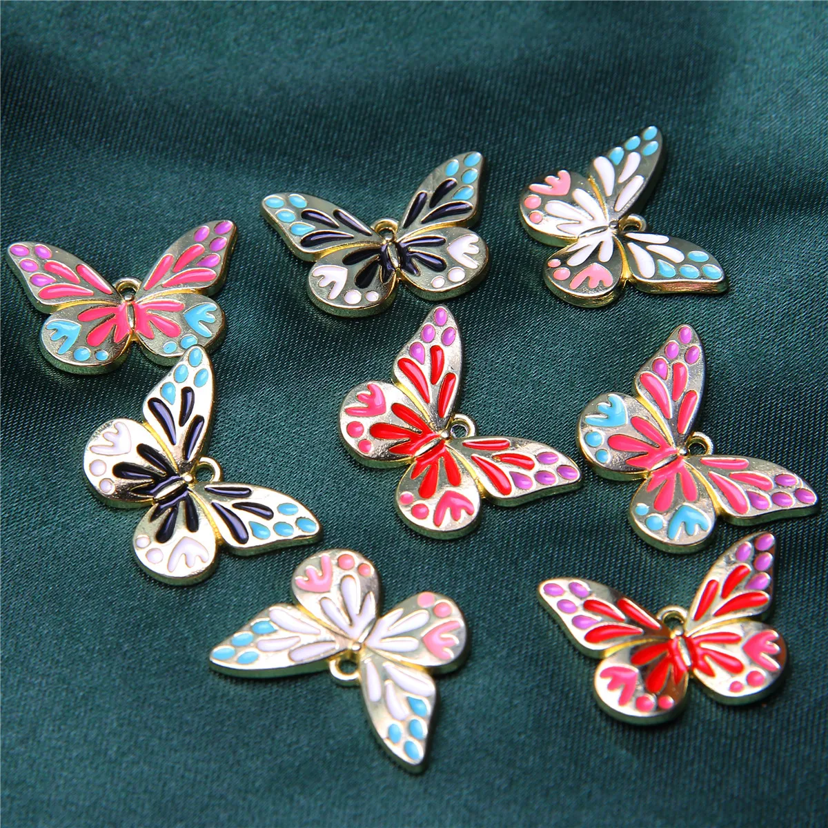 Esmalte Pingente De Borboleta Colorido, Colar DIY e Pulseira, Jóias Fazendo Suprimentos, Acessórios, Pacote de 10, 21*15mm