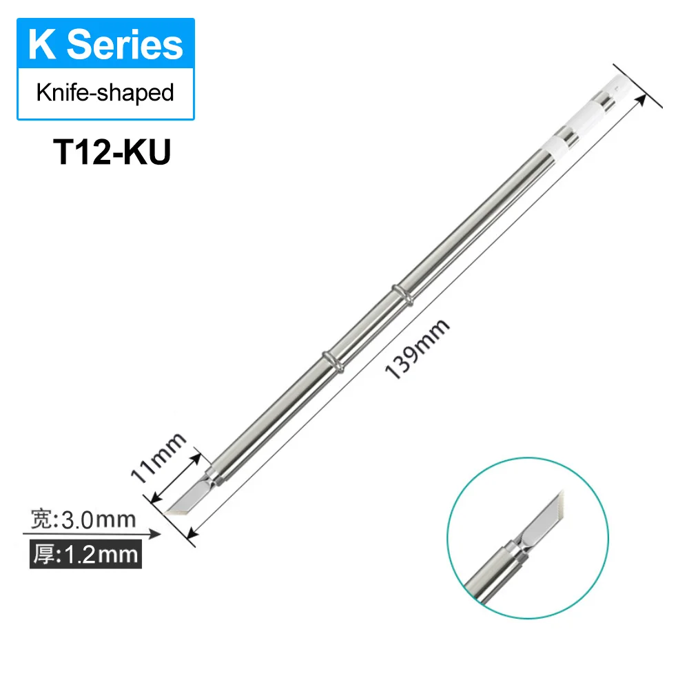 T12-K KU KR KL KF Knife-Shaped T12 Soldering Tips Set Compatible with Hakko T12 FX951 FX950 FM203 Welding Station view 4