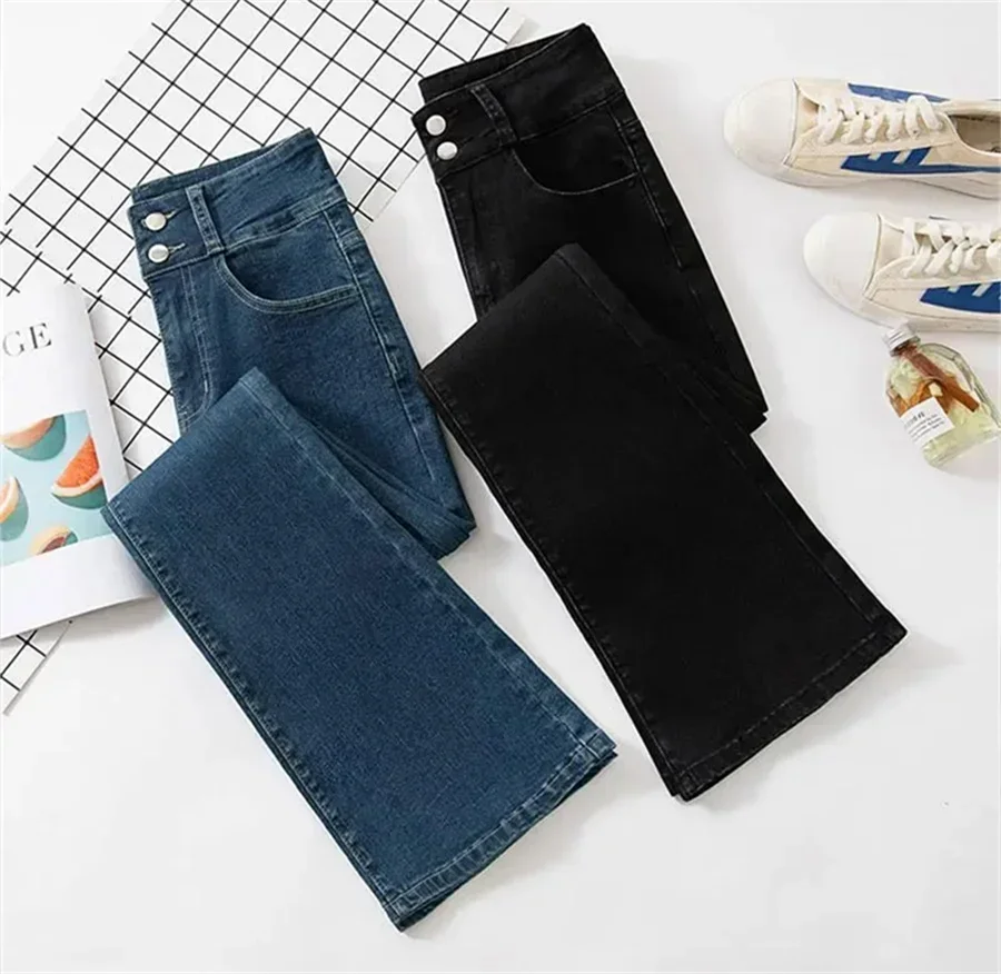 

Casual High Waist Flared Jeans Women 2025 Spring Slim Denim Pants Wash Cowboy Pantalones Korean Fashion Bell-Bottom Vaqueros New