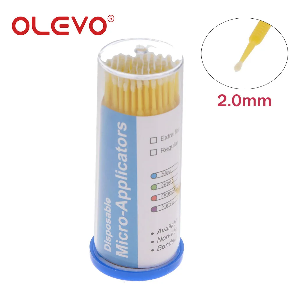 OLEVO 100 Pcs Dental Microbrush Micro Applicator Sticks Disposable Bendable Cotton Swab Brush Tips Makeup Eyelash Extension Tool