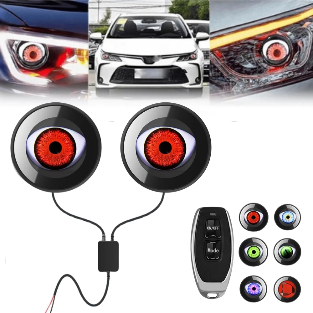 2PCS Animated LED Eyes Cars Fog Lights Devil Eyes LED Headlight Demon Beast Eyes Headlights for Cars