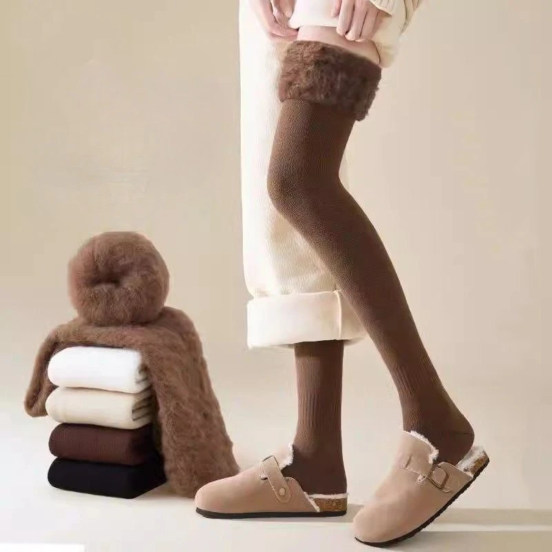 

Cashmere High Tube Socks for Women Cotton Plush Comfortable Winter Socks Leg Covers Over The Knee Warm Thick Silk Stockings