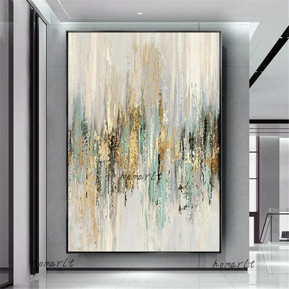 

Handmade Texture Gold And Blue Abstract Oil Painting Indoor Wall Art Picture For Living Room Modern Cuadros Home Canvas Mural