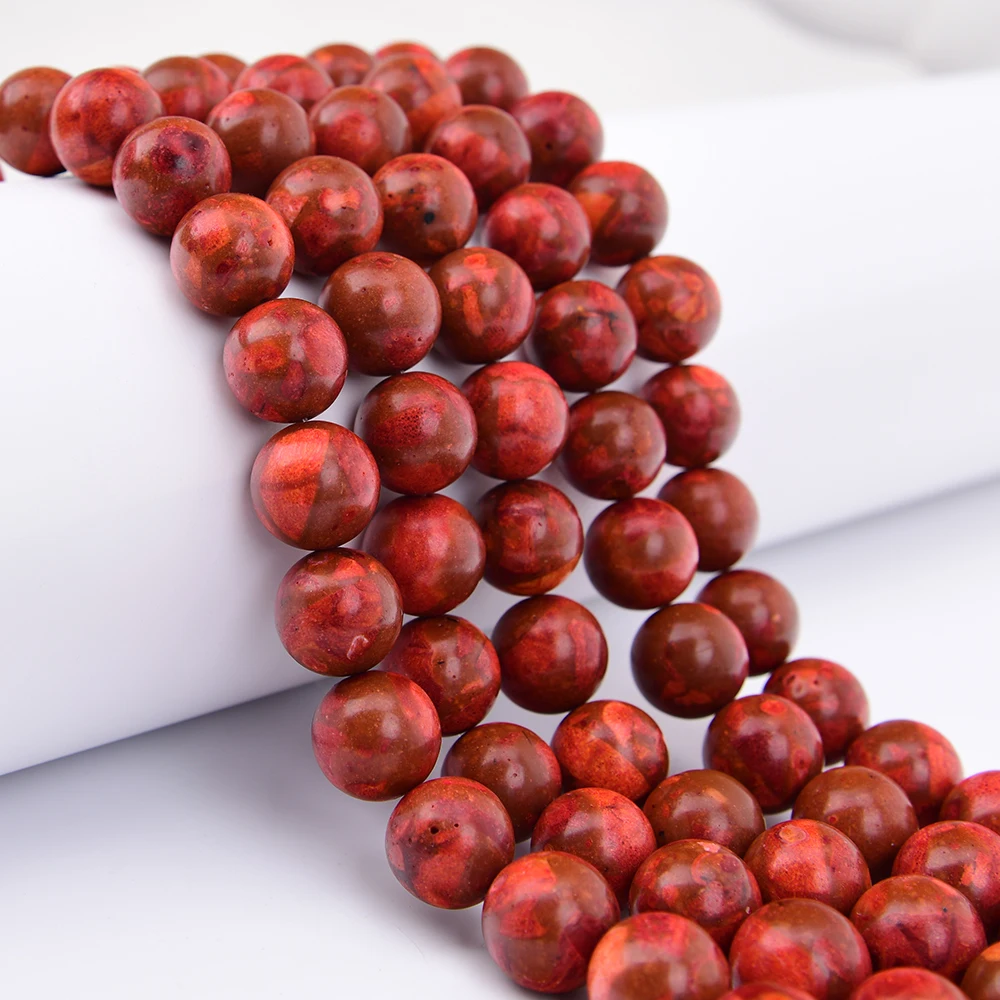 APDGG Cuentas Sueltas Redondas y Lisas de Coral Rojo Natural de 20 mm, Tamaño Grande, Hilos de 15.5 Pulgadas, para Joyería DIY