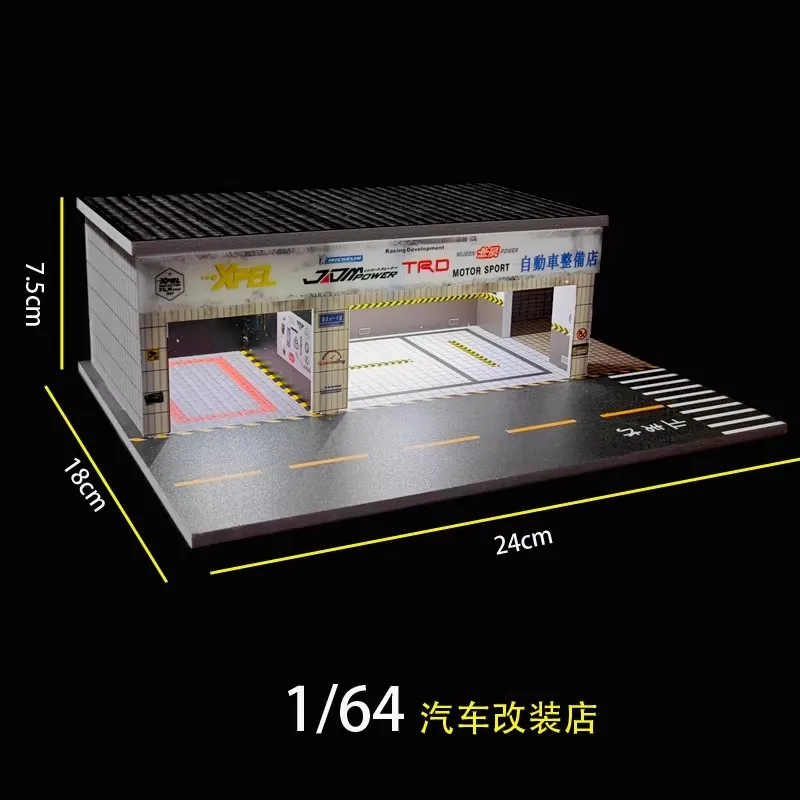 1/64 Personalizzazione della decalcomania della scena di parcheggio Officina Impostazione dell'esposizione dell'auto Modello pressofuso Fotografia e oggetti da collezione Diorama