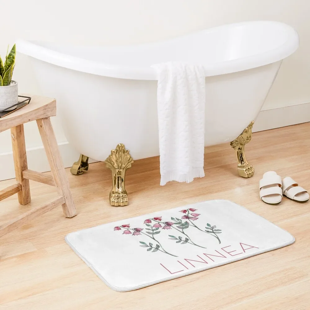 

Nordic Wildflower Linnea Twinflower Pretty Pink Flowers floral Bath Mat For Hallway On The Floor Bedroom Carpet Mat
