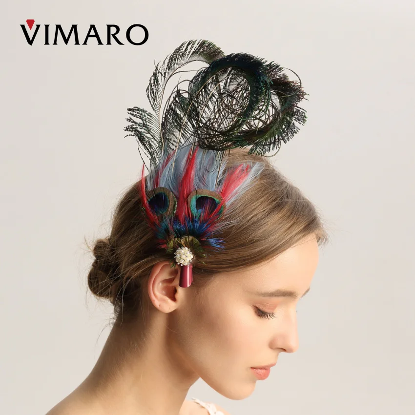 VIMARO Peacock Women Fascinators for Women Elegant  Fascinator Hats for Women Wedding and Church Kentucky Derby Hats for Women