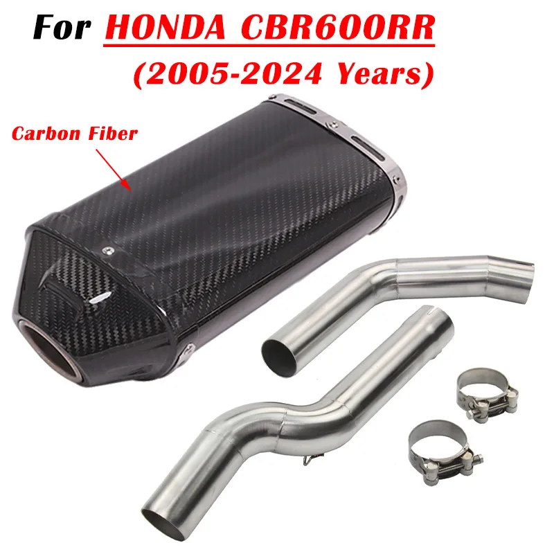 For HONDA CBR1000RR CBR600RR F5 2003 - 2023 2024 Motorcycle Exhaust Escape Modified Carbon Fiber Muffler With Middle Link Pipe