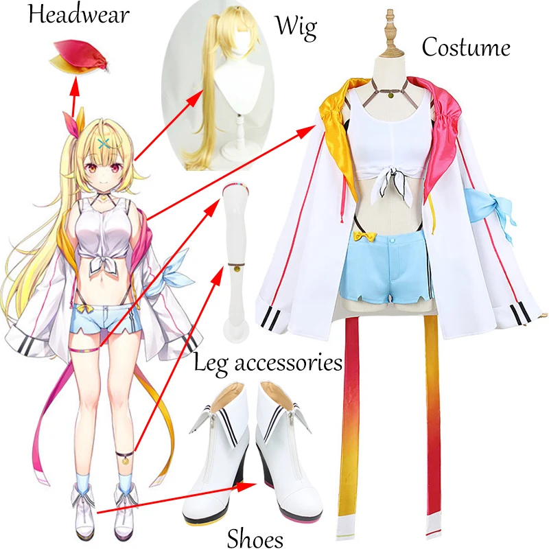 Nijisanji Sara Hoshikawa Cosplay Costume Anime Virtual YouTuber Initial Clothing VTuber Sara Wig Halloween Suit Customize