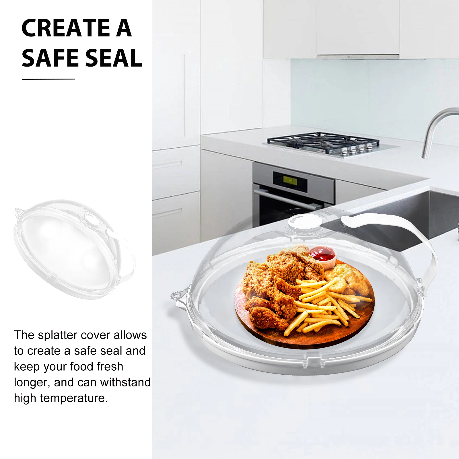 

Microwave Splatter Cover Freshness Keeper Food Lid Heat Resistant Kitchen Utensil for Oven Refrigerator Dining Table Use