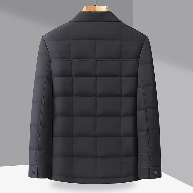 الشتاء الرجال الأسود الكاكي أسفل معطف رفض طوق واحدة الصدر قميص سترة خفيفة الوزن الدافئة الحرارية ملابس خارجية ملابس أنيقة
