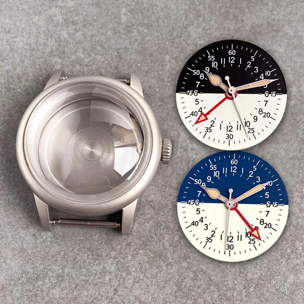 

Корпус для дайверских часов из нержавеющей стали, 20ATM, 36 мм, пескоструйная обработка, подходит для NH34 GMT, сапфировое стекло Bubble, 29 мм, кремово-черно-синий светящийся циферблат, запчасть для часов