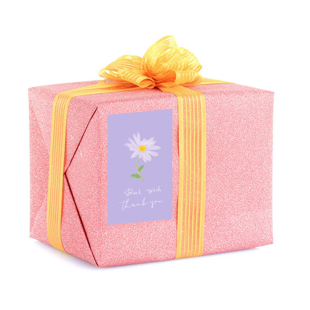 200pcs Purple Flower Thank You Sticker Rectangle Thank You Labels For Small Business Gift Decorations For GIft Box Retail Bag