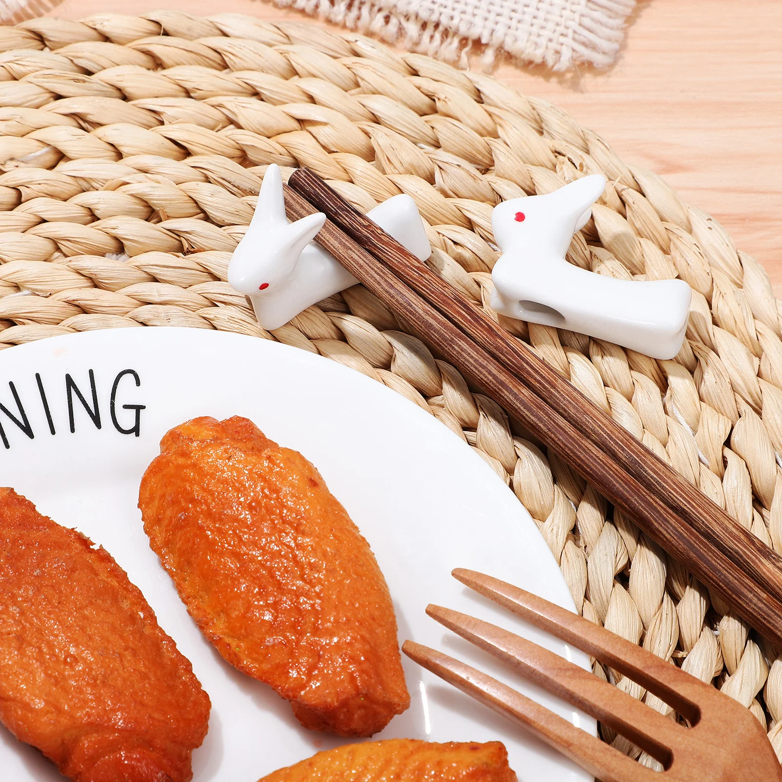 

8Pcs Ceramic Rabbit Chopstick Rest Cartoon Shape Chopsticks Holder Table Decoration Kitchen Dining Use Chopsticks Rest
