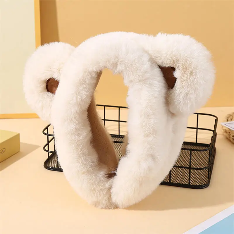 Plush Earmuffs For Women Girls Cartoon Little Bear Warm Earmuffs Winter New Cute Student Ear Protector Cold Ear Cover Windproof