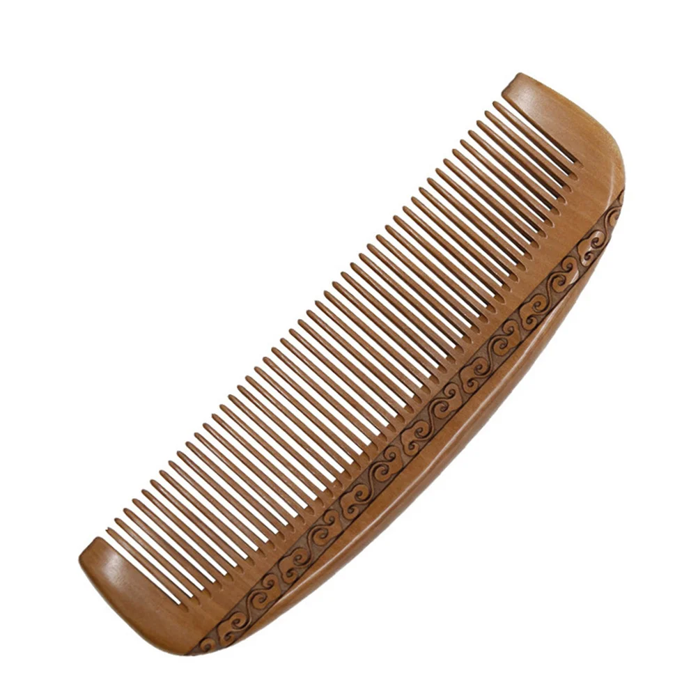 مشط خشبي على شكل قمر بلون القهوة، مادة طبيعية، نمط نحت، لفك تشابك الشعر، لطيف على فروة الرأس، تحسين هدية الدم #4
