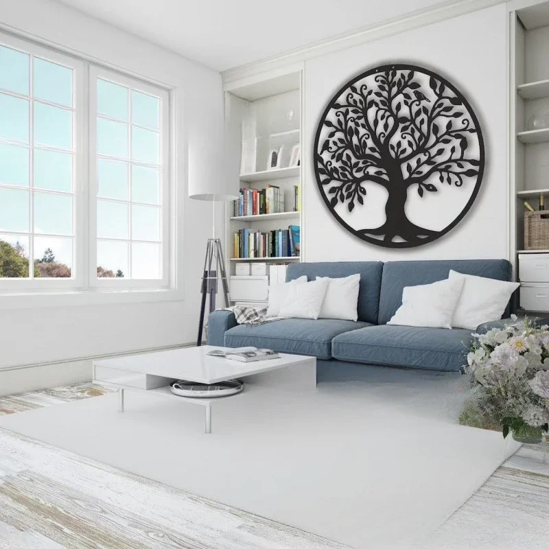 Metal Silhouette Tree of Life Iron Art Hanging Ornaments Home Wall Decoration Painting Bedroom Living Room Bar Hanging Ornaments