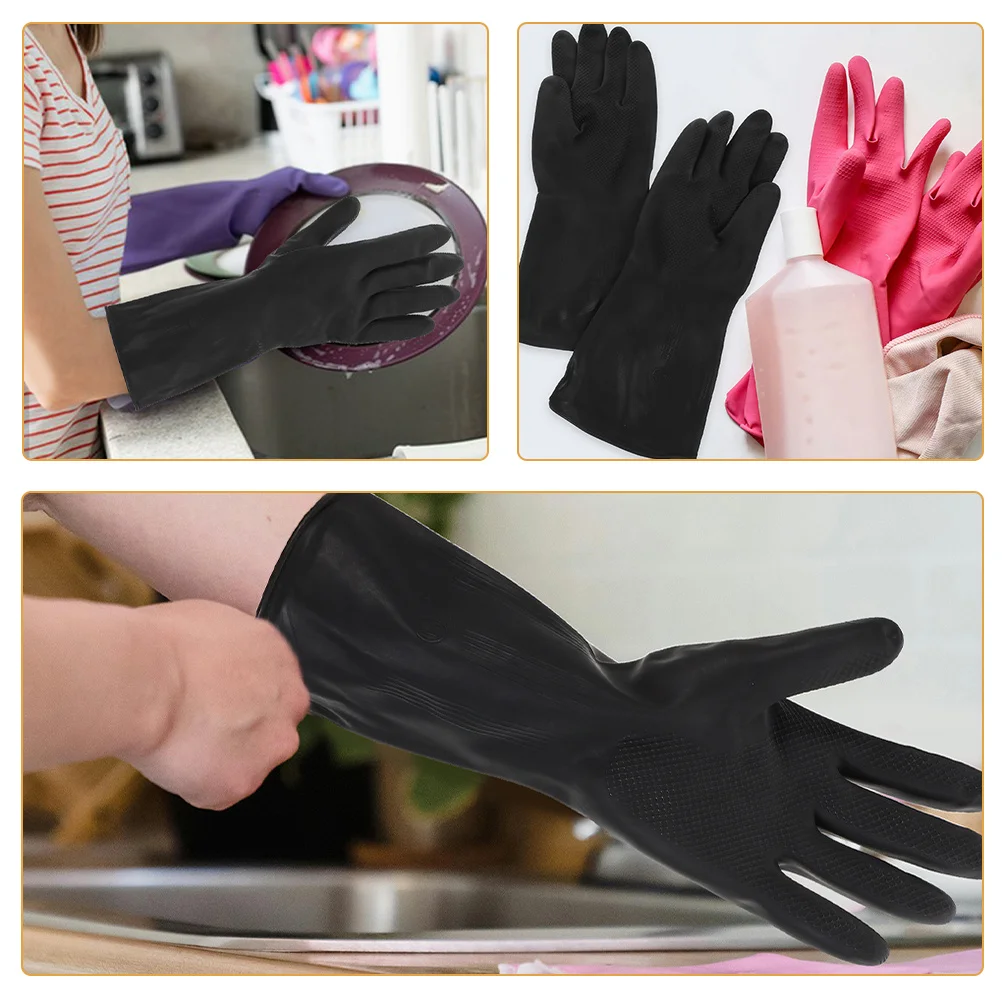 

1Pair Kitchen Dishwashing Gloves Rubber Durable Long Cleaning Gloves Stylish Reusable for Dishwashing Tasks