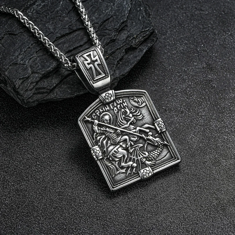 Arch Angel St.Michael Cross Wing Stainless Steel Men Necklaces Pendant Chain Amulet for Women Fashion Jewelry Gift Wholesale