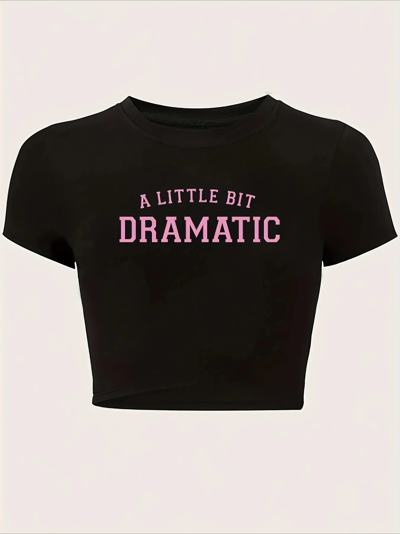 2026 New Dramatic Print Crew Neck Crop T-Shirt Casual Short Sleeve Top for Spring & Summer Women's Y2k Clothing Round Neck Top