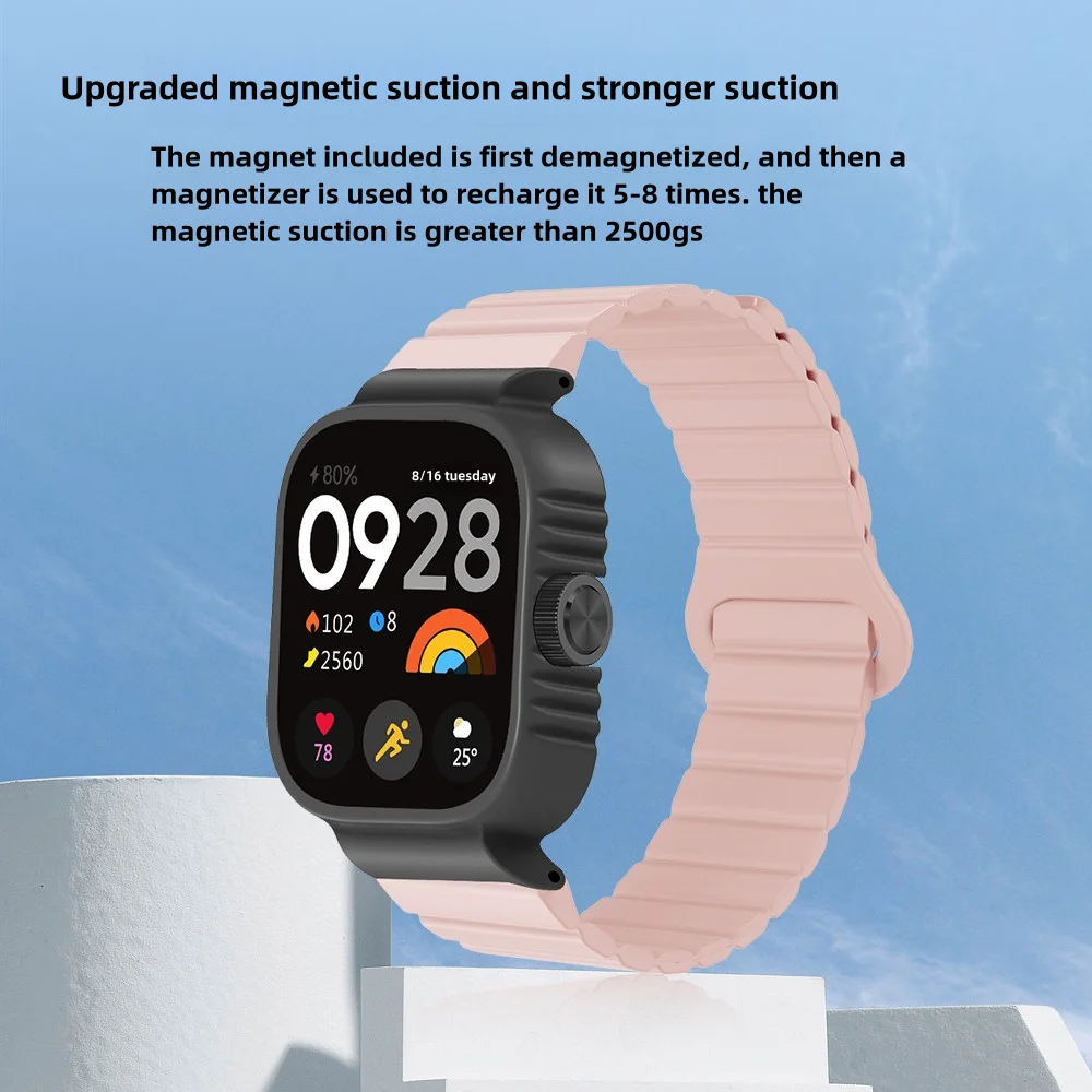 Correa de reloj magnética para Xiaomi 8Pro 9Pro Redmi Band4 funda protectora de dos colores de liberación rápida reloj inteligente de silicona hombre mujer
