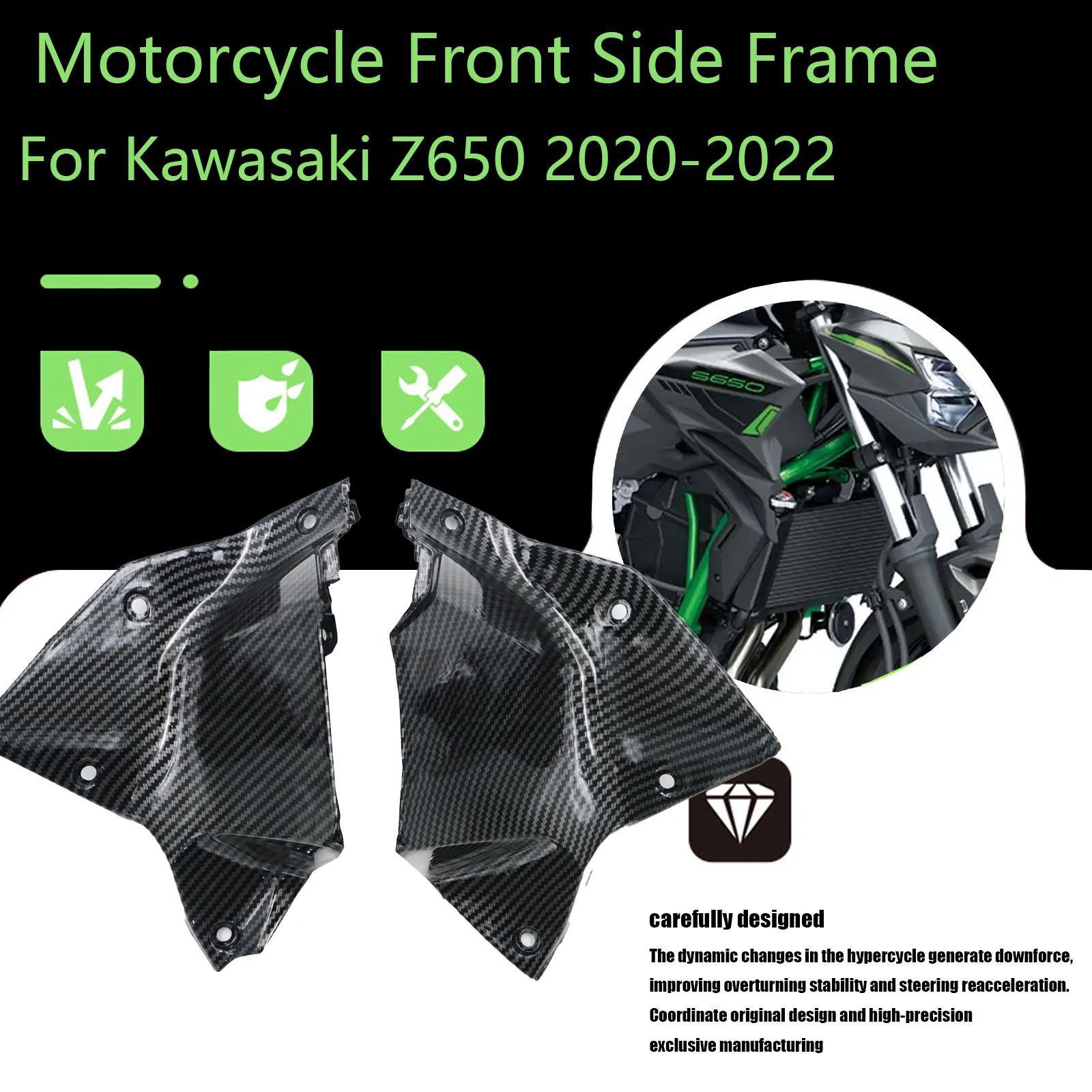 For Kawasaki Z650 Z 650 2020-2022 Motorcycle Front Upper Inner Panel Gas Tank Side Cover Side Panel Interior Trim Panel Fairing