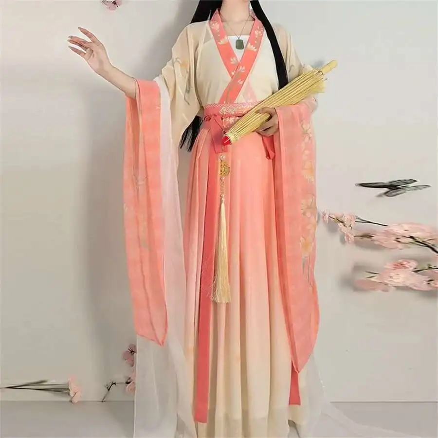 

Ancient Traditional Chinese Women Elegant Hanfu Dress Fairy Embroidery Stage Folk Dance Costume Retro Song Dynasty Sets