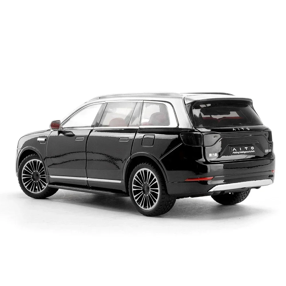 AITO M9 – modèle de voiture en alliage moulé sous pression 1:24, jouets, pneus en caoutchouc, véhicules avec musique légère, SUV, cadeau d'anniversaire pour garçons