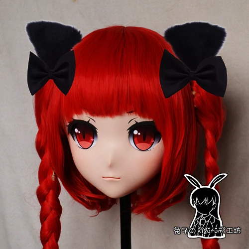 (KM179)Top Quality Handmade Female Resin Cosplay Japanese Role Play Kaenbyou Kigurumi Mask Crossdresser Doll Transgender Mask