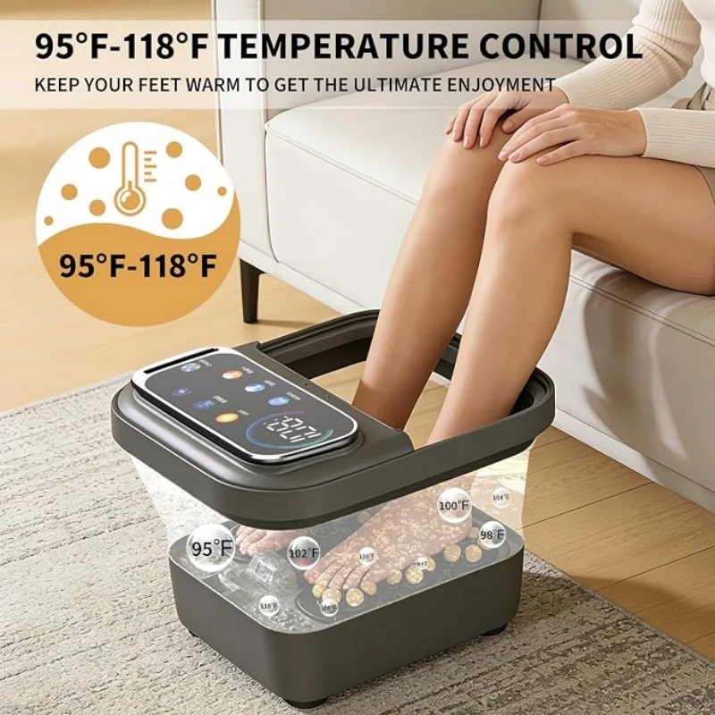 Motorized Shiatsu Foot Spa Bath Massager with Heating Roller Temperture Control for Stress Relief Home Pedicure Relaxation Tub