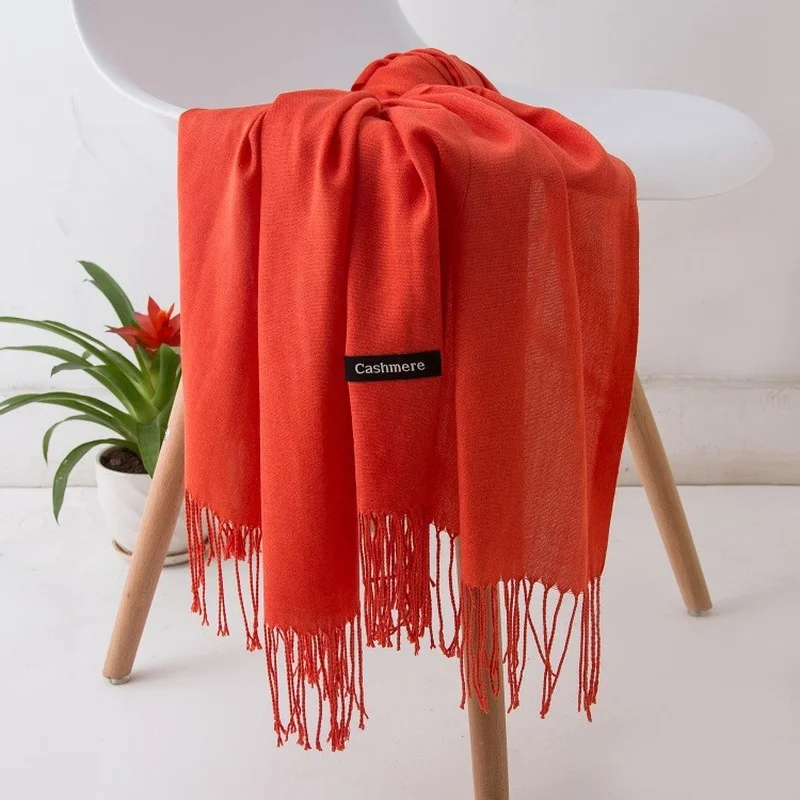 70*180CM European and American Women\'s solid color imitation cashmere scarf thin spring and summer long air-conditioning shawl