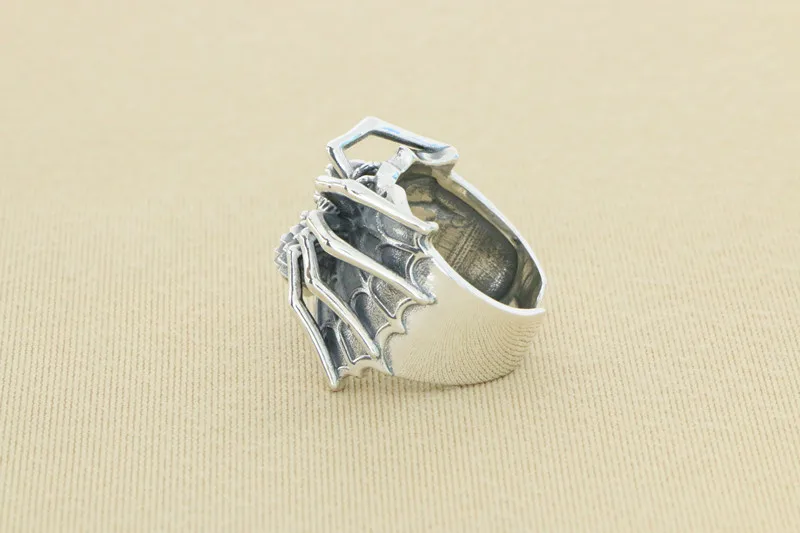 S925 sterling silver personalized trend spider open ring animal ring dark creative accessory trendy rock bracelet