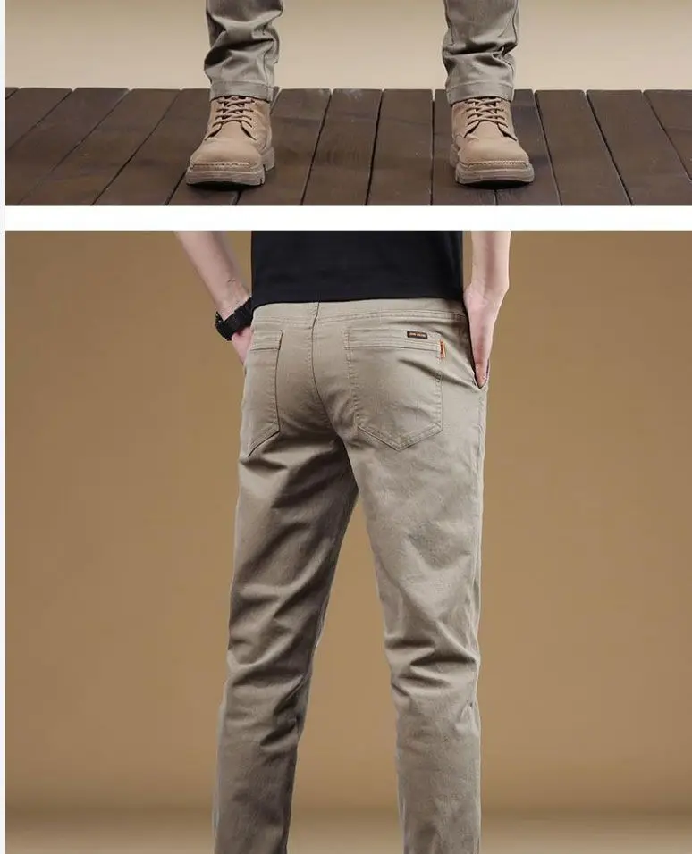 Hochwertige Dünne Baumwoll-Herrenhose Trendige Vielseitige Elastische Leichte Business-Hose Formelle Gerade Arbeitshose – Detail 15