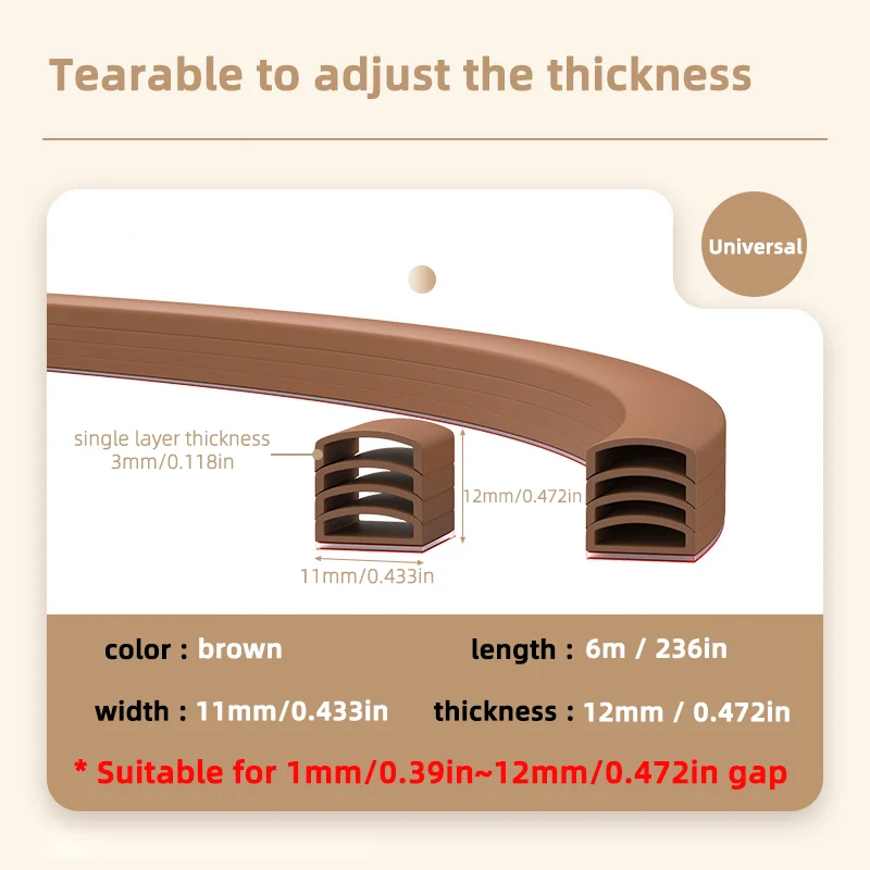 6m Long, Door and Window Door Seam Soundproof and Anti-Collision Seal Strip, Porous Soundproof Design, Coldproof, Warm, Soundpro
